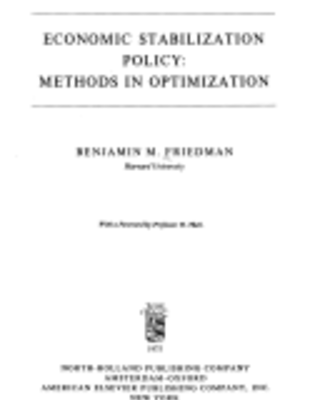 Economic Stabilization Policy: Methods in Optimization